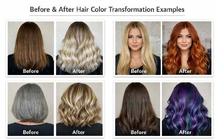 before and after hair color transformation