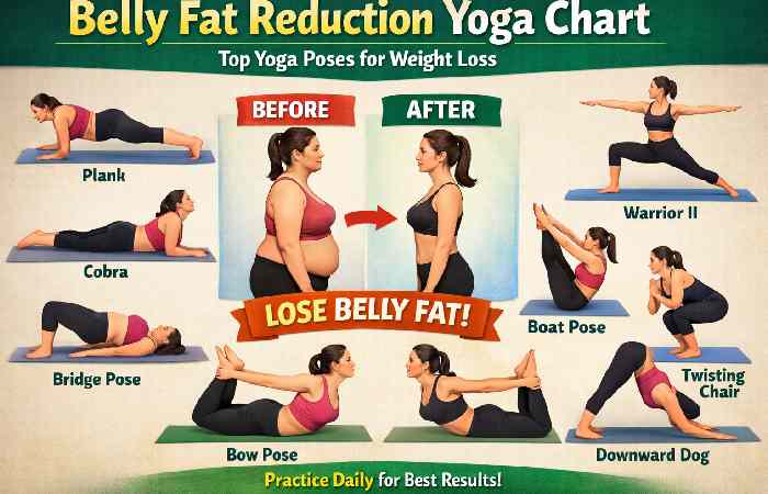 belly fat reduction yoga chart